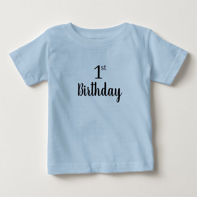 Minimalist Print First Birthday Tee (Front)