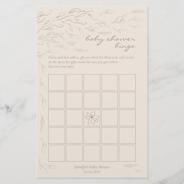 Minimalist Printable Baby Shower Bingo Game