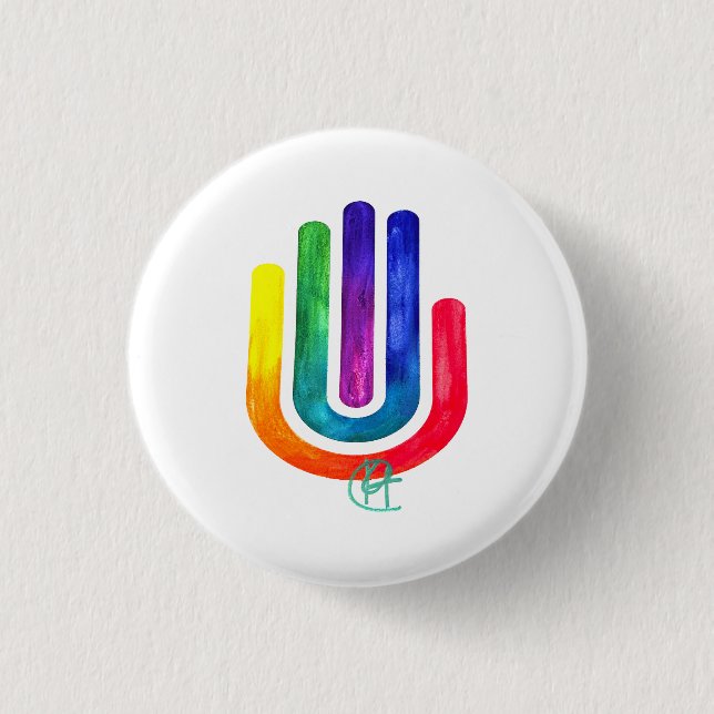 Minimalist Prism Hamsa Art Button (Front)