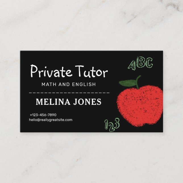 Minimalist Private Tutor and Educators Teacher Business Card (Front)