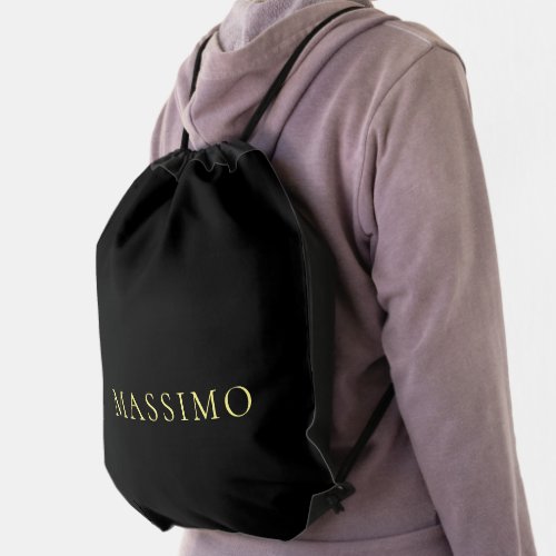 Minimalist ProfeNassional Gold & Black Color Name Drawstring Bag