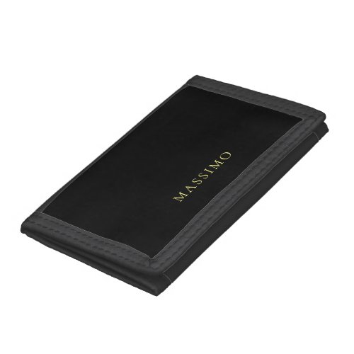 Minimalist ProfeNassional Gold &amp; Black Color Name Trifold Wallet