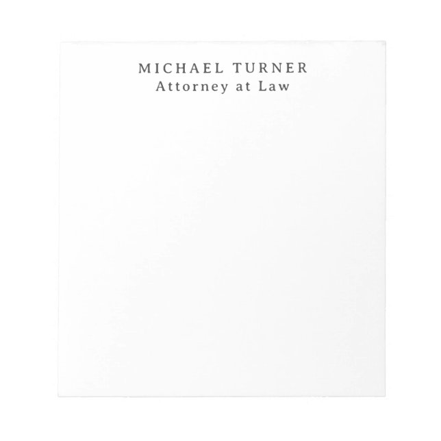  Minimalist Professional Attorney at Law Notepad (Front)