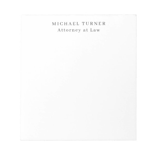  Minimalist Professional Attorney at Law Notepad (Front)