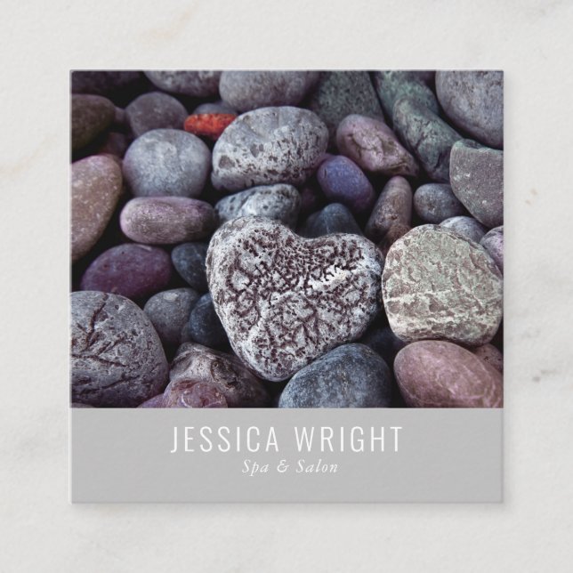 Minimalist Professional Beach Pebbles Square Business Card (Front)