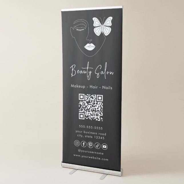 Minimalist Professional Beauty Salon Black Retractable Banner (3/4)
