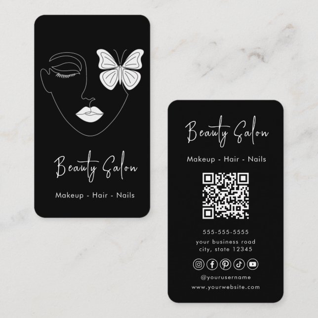 Minimalist Professional Beauty Salon Business Card (Front/Back)