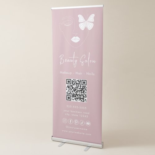 Minimalist Professional Beauty Salon Dusty Rose Retractable Banner