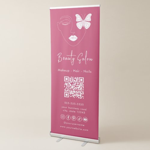 Minimalist Professional Beauty Salon Hot Pink Retractable Banner