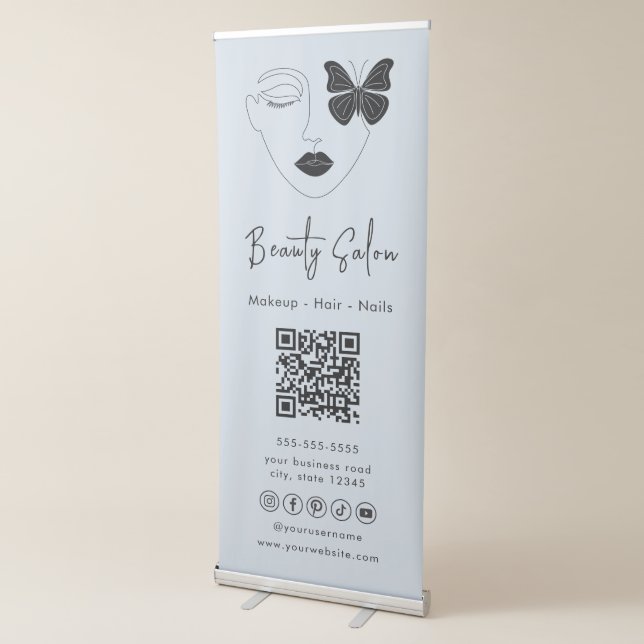 Minimalist Professional Beauty Salon Soft Navy Retractable Banner (3/4)