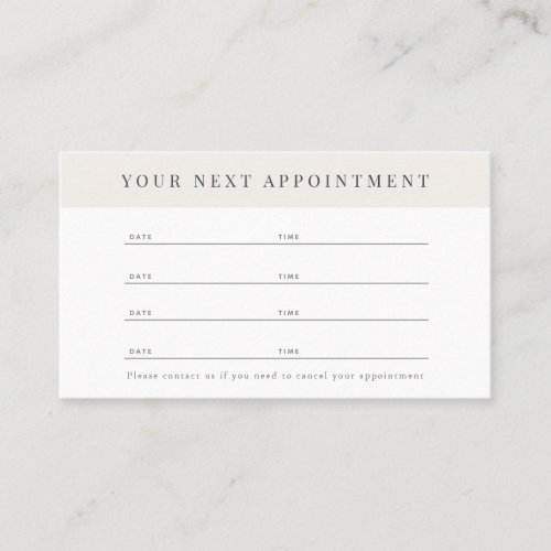 Minimalist Professional Beige Appointment Card
