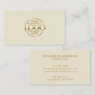 Minimalist Professional Beige Gold Company Logo Business Card