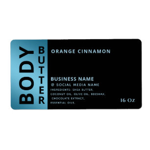 Minimalist professional black blue body butter lab label