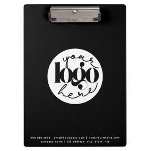 Minimalist Professional Black Business Custom Logo Clipboard