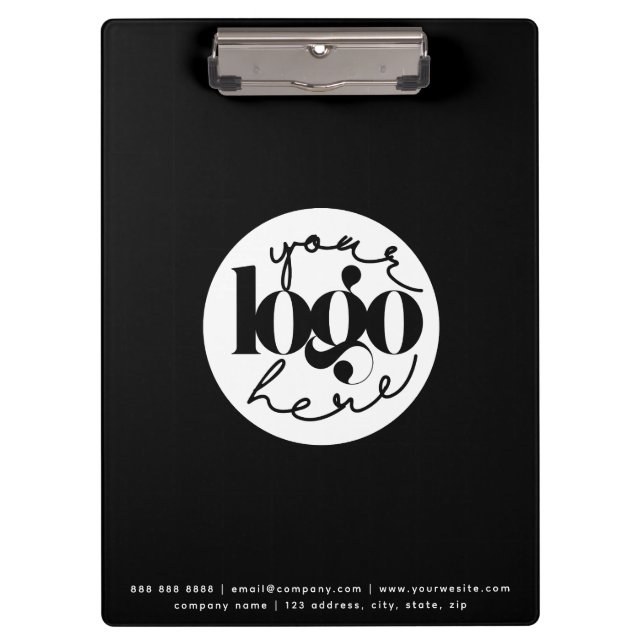 Minimalist Professional Black Business Custom Logo Clipboard (Front)