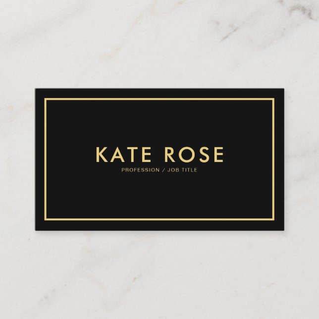 Minimalist Professional Black Gold Business Card (Front)