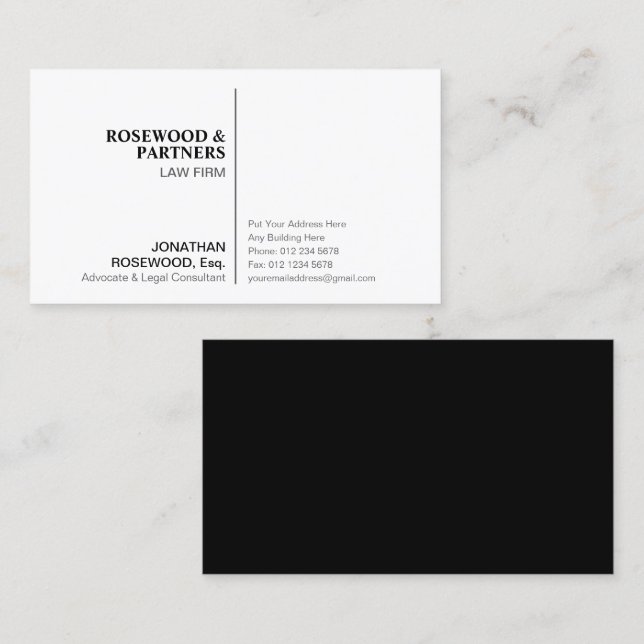 Minimalist Professional Black & White | One Sided Business Card (Front/Back)