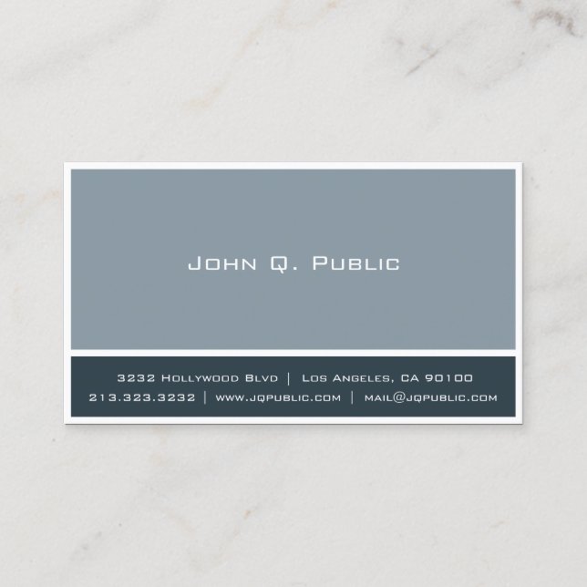 Minimalist Professional Blue Gray Business Card (Front)