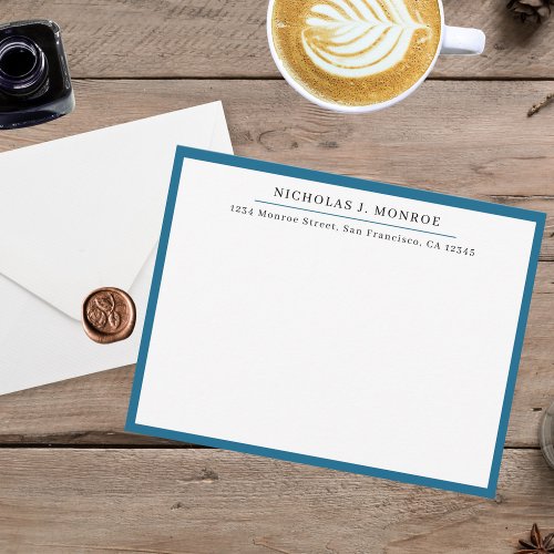 Minimalist Professional Blue Monogrammed  Note Card