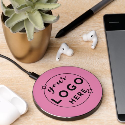 Minimalist Professional Business Logo Pink Wireless Charger