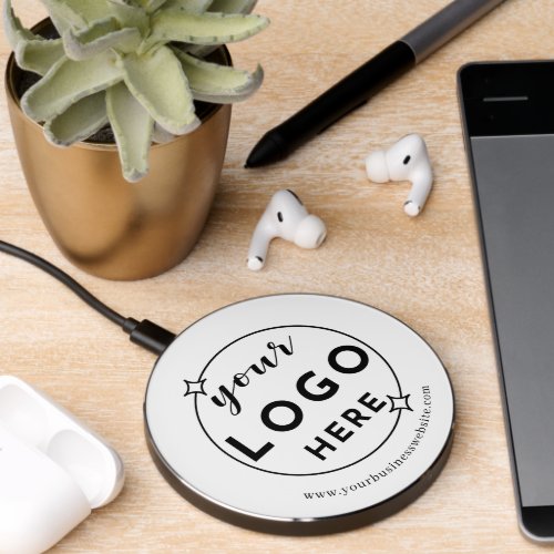 Minimalist Professional Business Logo White Wireless Charger