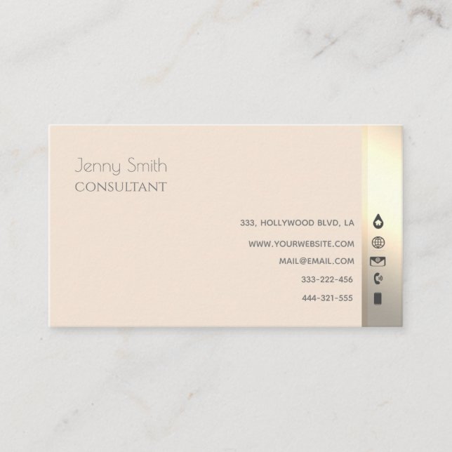 Minimalist  professional communication icons gold business card (Front)