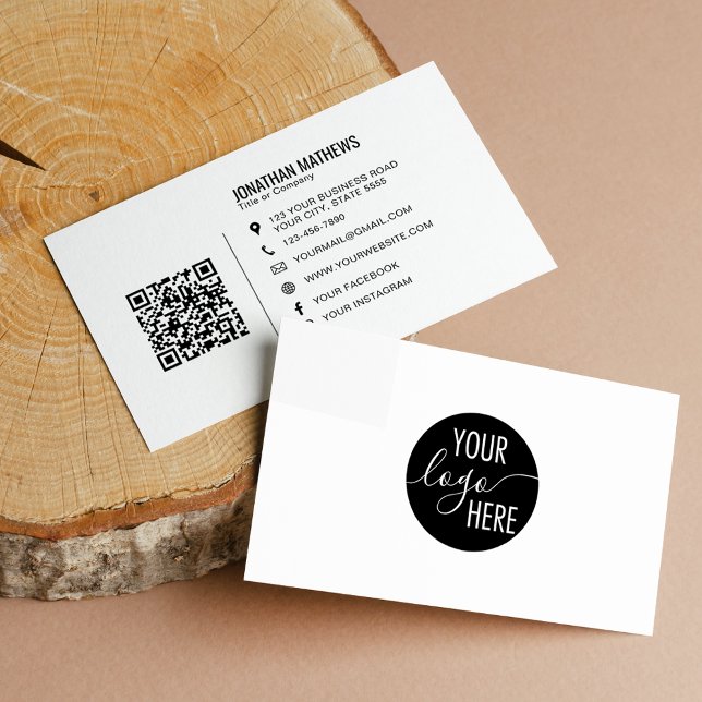 Minimalist Professional Company Logo QR Code Business Card (Creator Uploaded)
