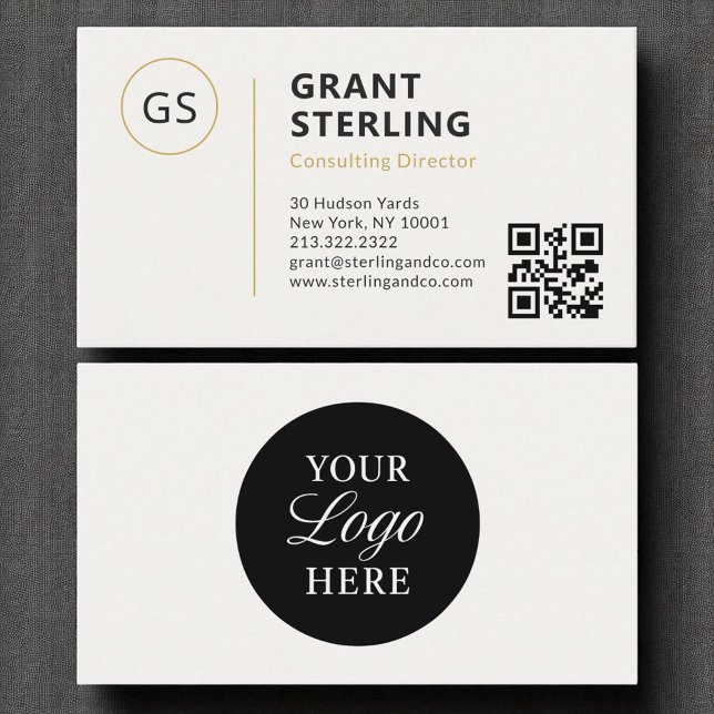 Minimalist Professional Company Logo QR Code Business Card (Creator Uploaded)