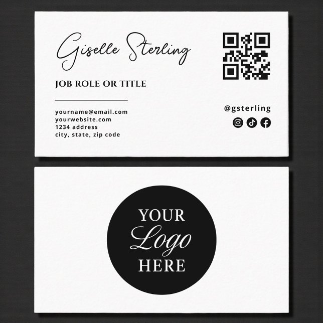 Minimalist Professional Company Logo QR Code Business Card (Creator Uploaded)