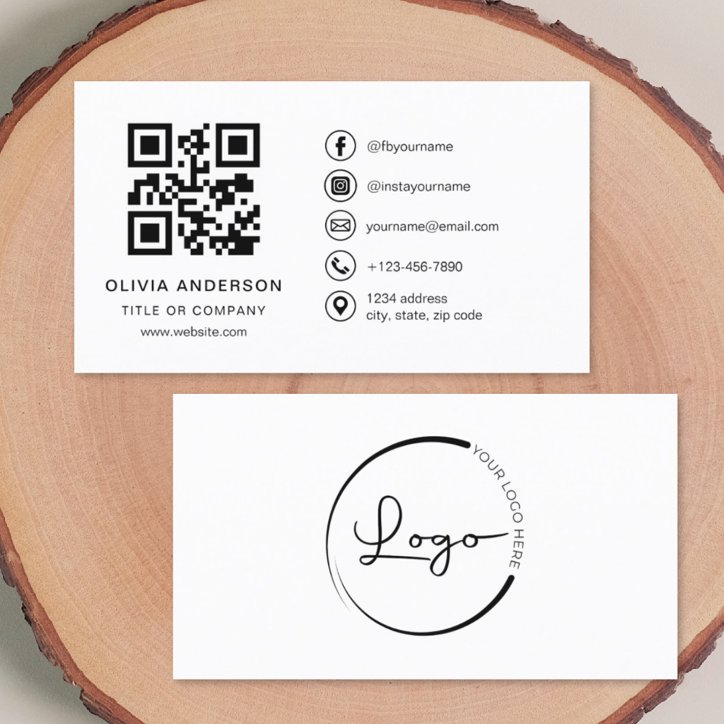 Minimalist Professional Company Logo QR Code Business Card