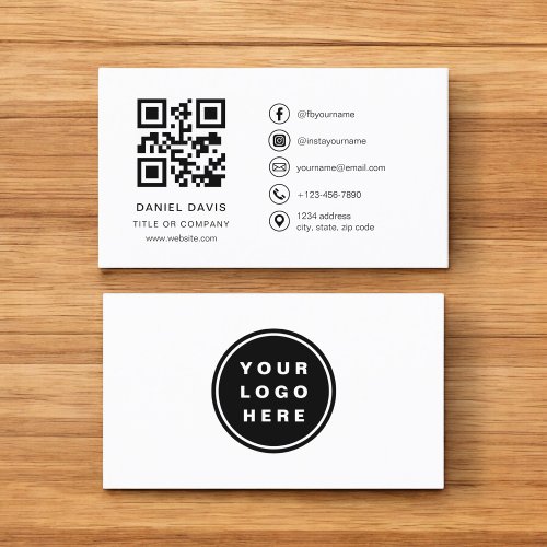 Minimalist Professional Company Logo QR Code  Business Card