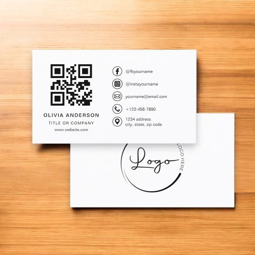 Minimalist Professional Company Logo QR Code  Business Card