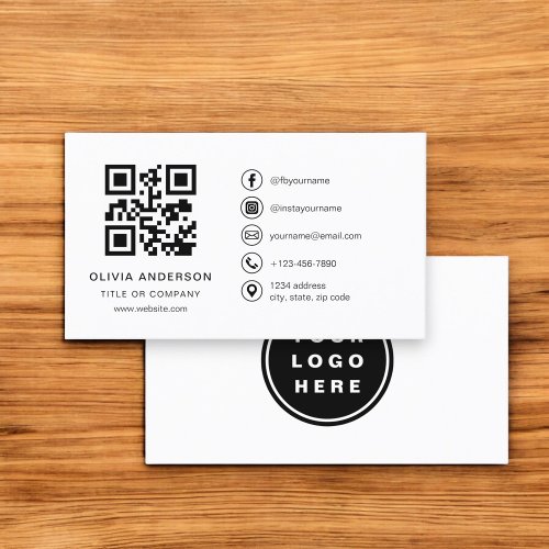 Minimalist Professional Company Logo QR Code  Business Card