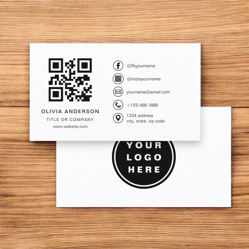 Minimalist Professional Company Logo QR Code  Business Card