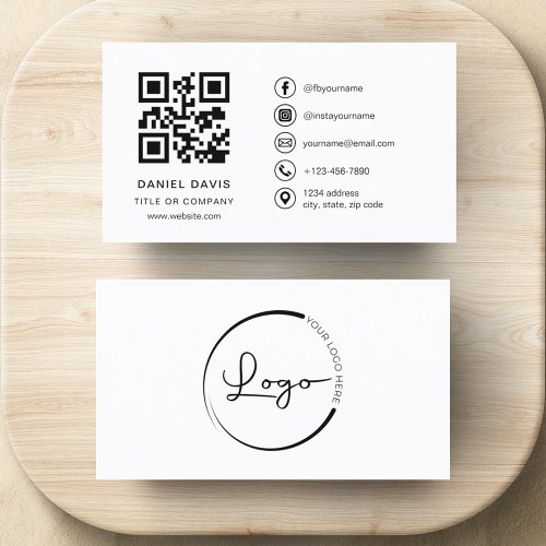 Minimalist Professional Company Logo QR Code  Business Card