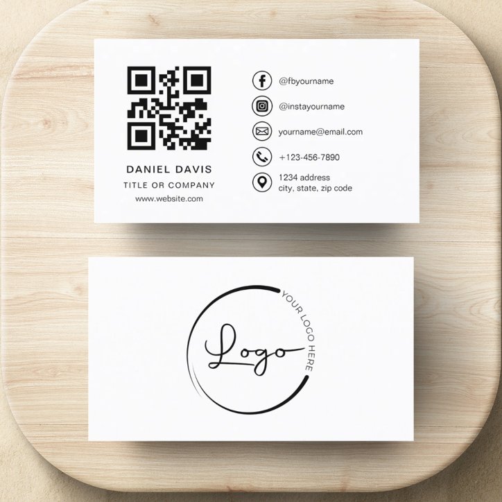 Minimalist Professional Company Logo QR Code Business Card