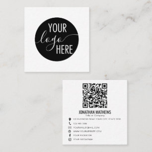 Minimalist Professional Company Logo QR Code Square Business Card