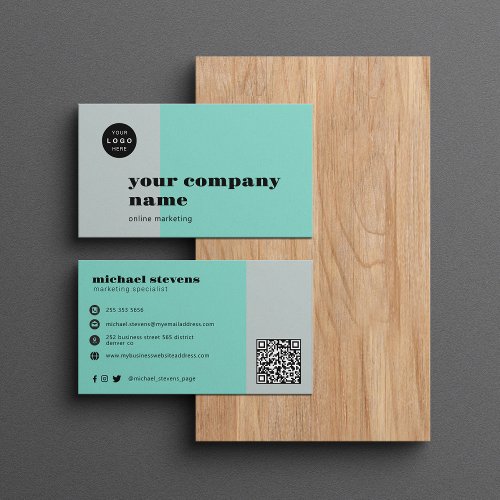 Minimalist professional company name logo QR code Business Card