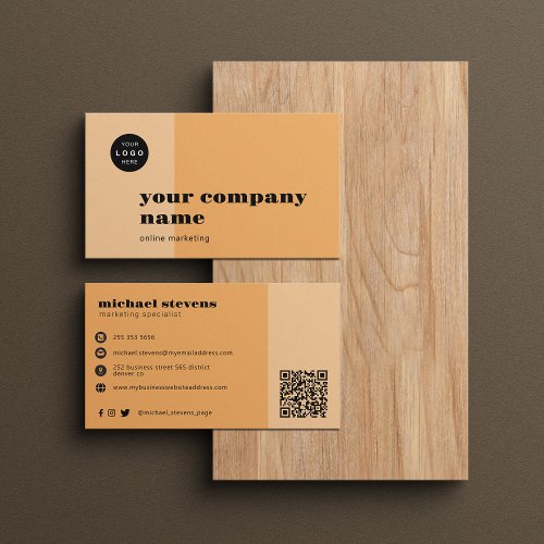 Minimalist professional company name logo QR code  Business Card