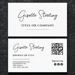 Minimalist Professional Company Script QR Code Business Card