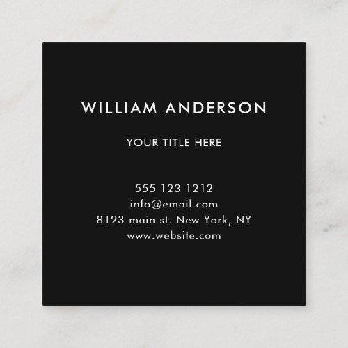 Minimalist Professional Corporate Black And White  Square Business Card