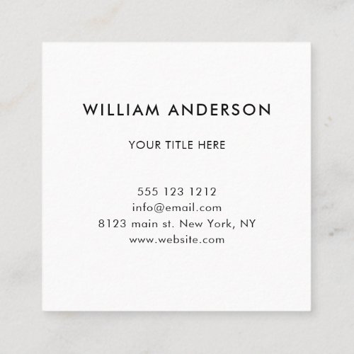 Minimalist Professional Corporate Black And White Square Business Card
