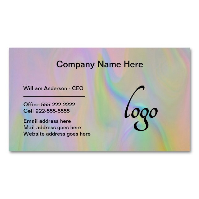 Minimalist Professional Corporate FAUX holographic Business Card Magnet (Front)