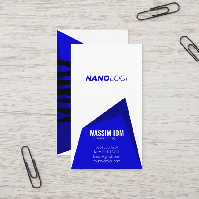 Minimalist Professional Corporate Unique Blue Business Card (Front/Back In Situ)