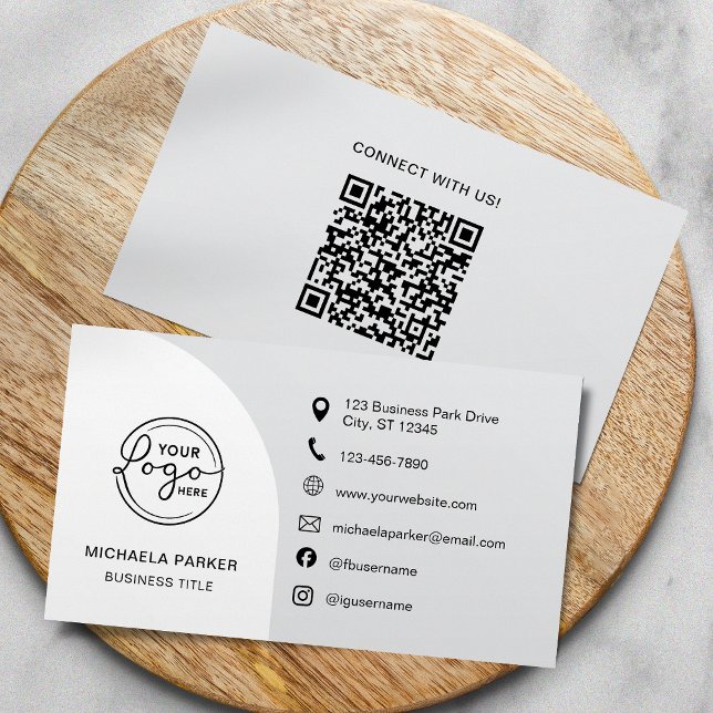 Minimalist Professional Custom Logo Icons QR Code Business Card (Creator Uploaded)
