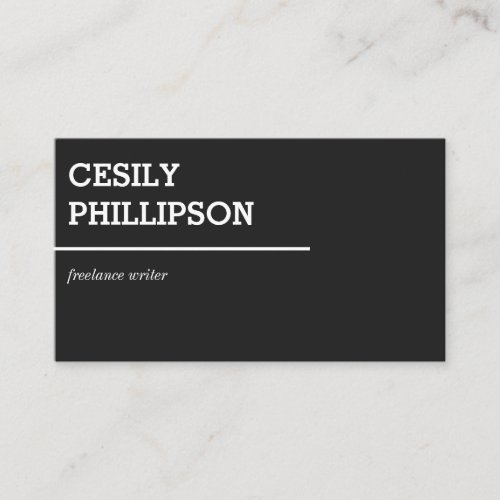 Minimalist Professional Dark Grey Freelancer Business Card