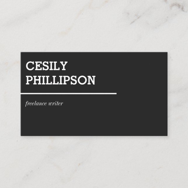 Minimalist Professional Dark Grey Freelancer Business Card (Front)