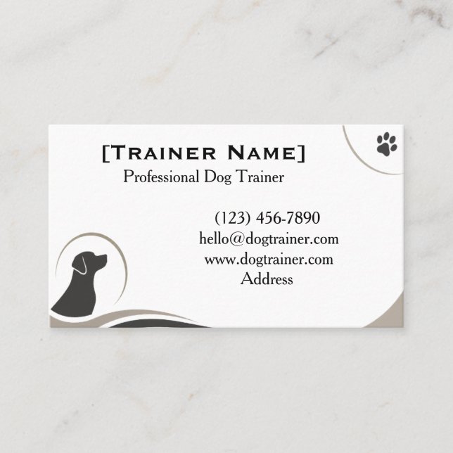 Minimalist Professional Dog Trainer Customizable Business Card (Front)