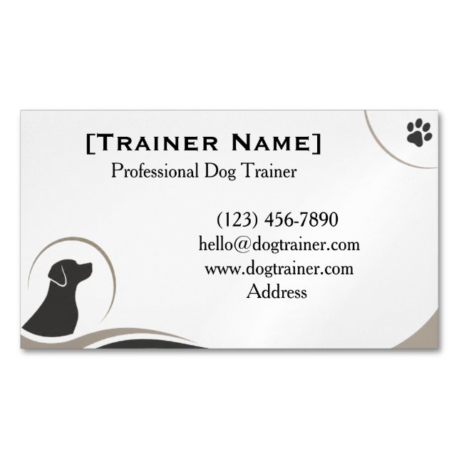 Minimalist Professional Dog Trainer Customizable Business Card Magnet (Front)