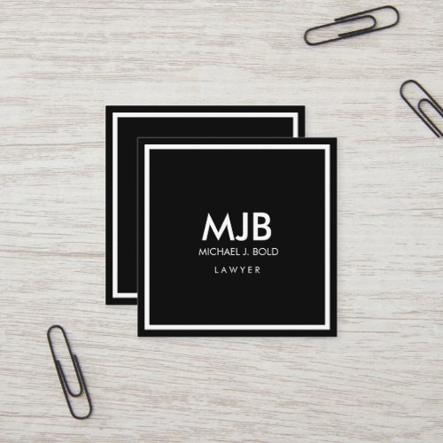 Minimalist Professional Elegant Black and White Square Business Card